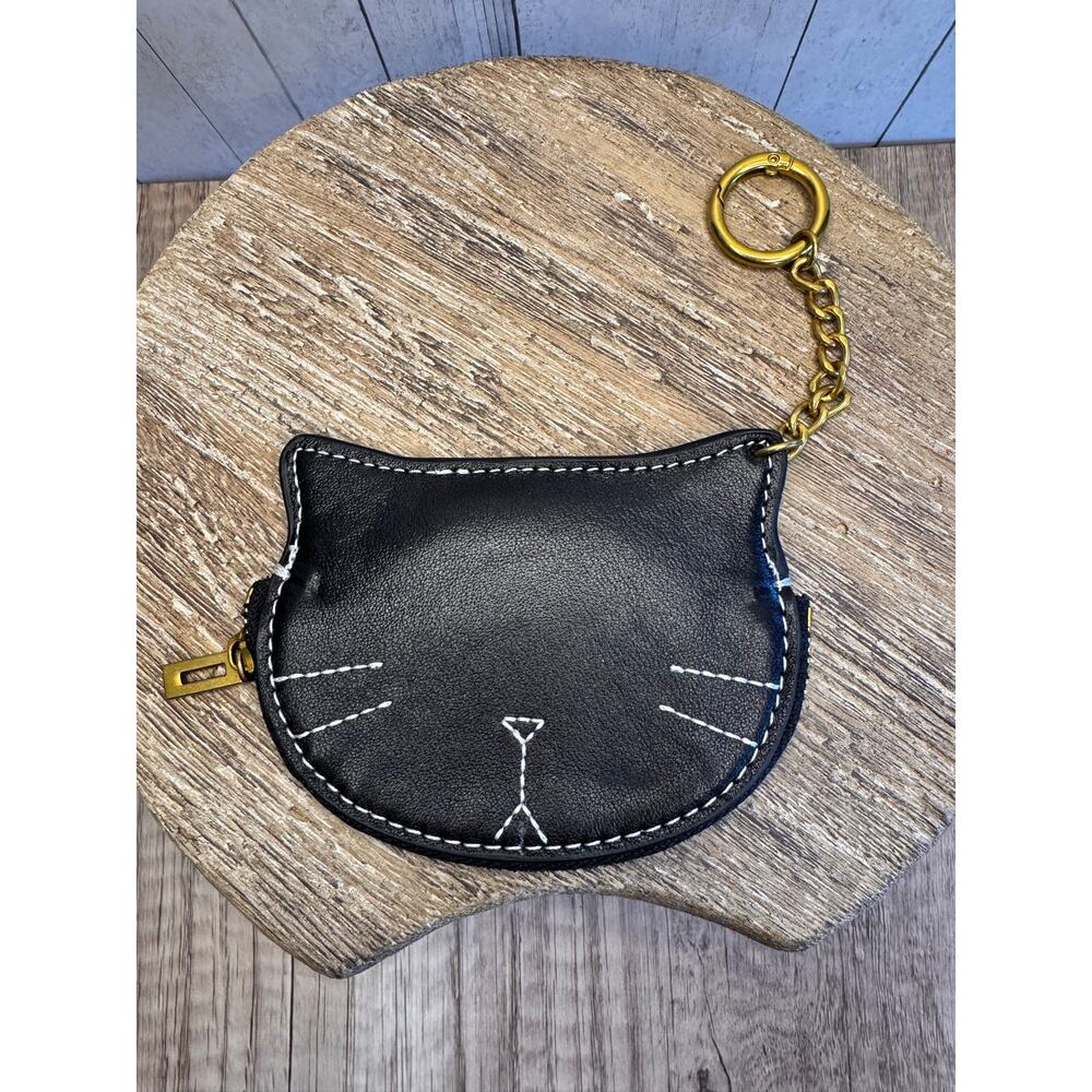 Vegan Leather Coin Bag Black Cat Purse Bag Wallet Black Wallet FAST SHIP NEW